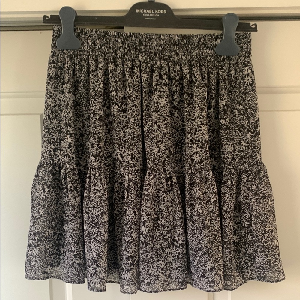 Michael Kors Black and White Floral Skirt